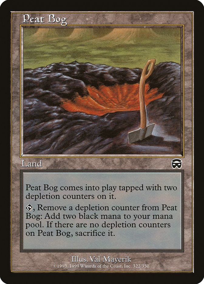 This Is An Image Of The Magic The Gathering Card Peat Bog From The Set Mercadian Masques - Designed By Artist Val Mayerik