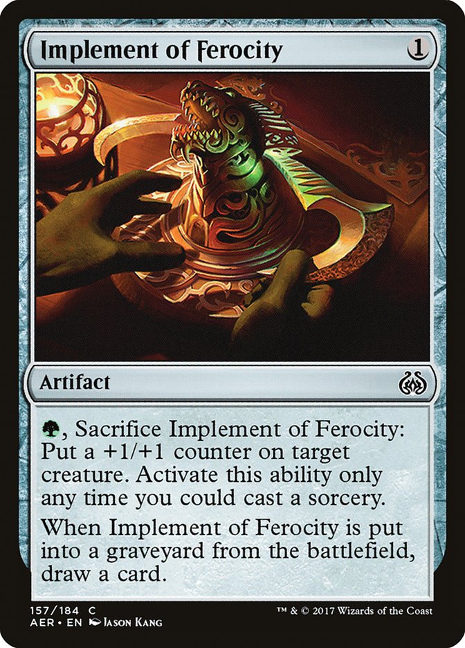 This Is An Image Of The Magic The Gathering Card Implement of Ferocity From The Set Aether Revolt - Designed By Artist Jason Kang