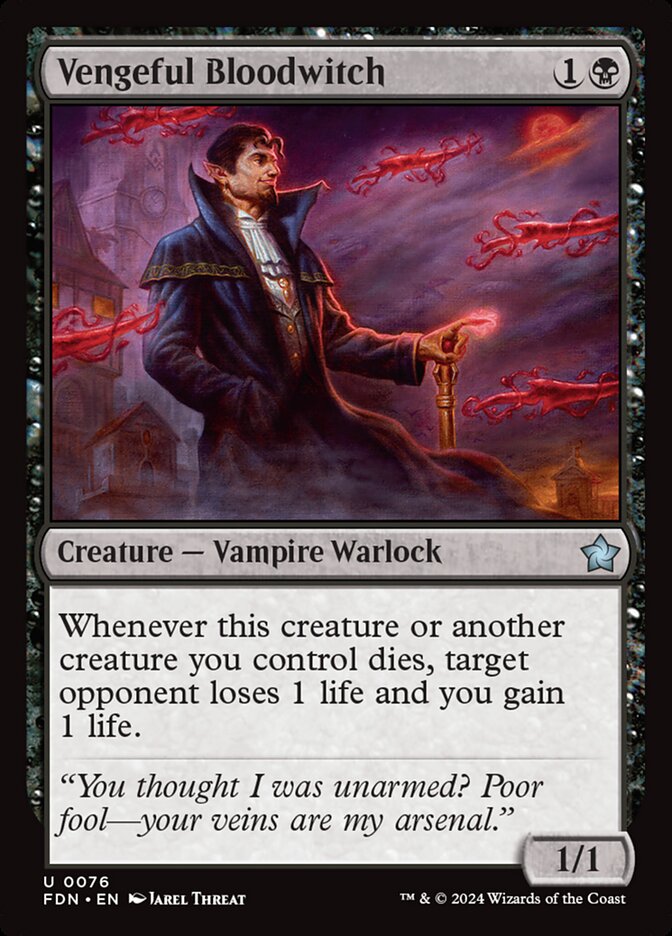 This Is An Image Of The Magic The Gathering Card Vengeful Bloodwitch From The Set Foundations - Designed By Artist Jarel Threat