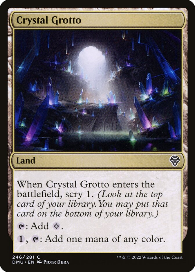 This Is An Image Of The Magic The Gathering Card Crystal Grotto From The Set Wilds of Eldraine - Designed By Artist Andreas Zafiratos