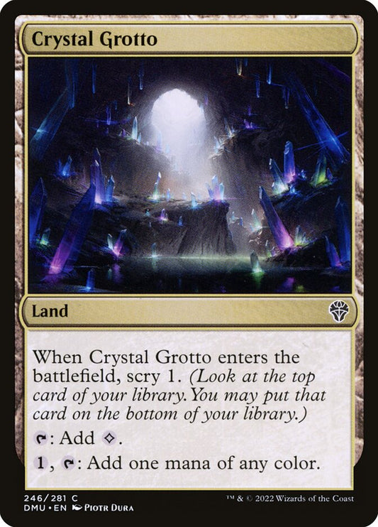 This Is An Image Of The Magic The Gathering Card Crystal Grotto From The Set Wilds of Eldraine - Designed By Artist Andreas Zafiratos