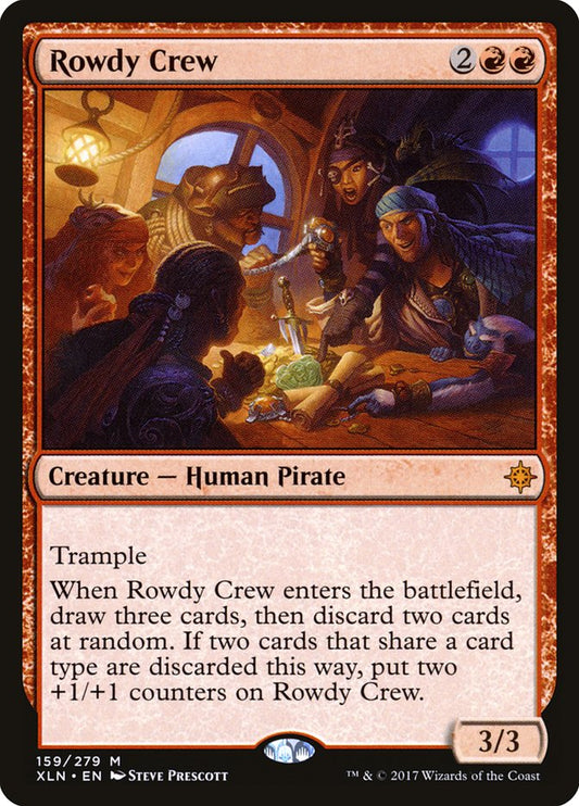 This Is An Image Of The Magic The Gathering Card Rowdy Crew From The Set Ixalan - Designed By Artist Steve Prescott