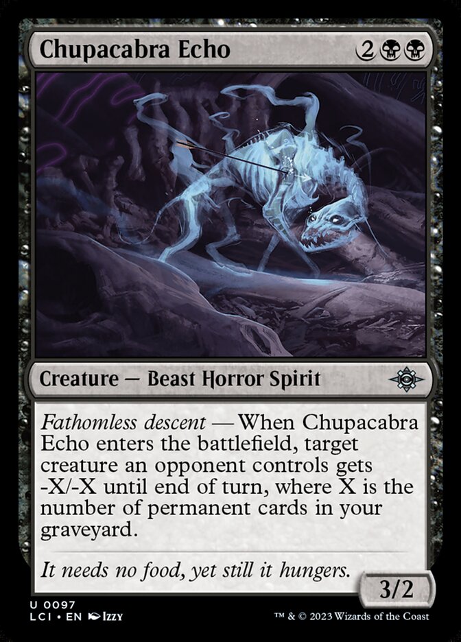 This Is An Image Of The Magic The Gathering Card Chupacabra Echo From The Set The Lost Caverns of Ixalan - Designed By Artist Izzy