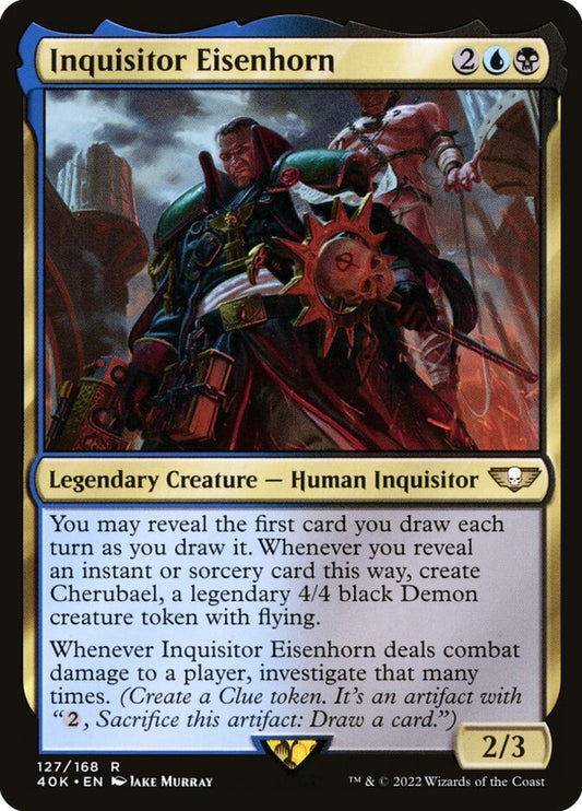 This Is An Image Of The Magic The Gathering Card Inquisitor Eisenhorn From The Set Warhammer 40,000 Commander - Designed By Artist Jake Murray