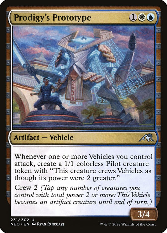 This Is An Image Of The Magic The Gathering Card Prodigy's Prototype From The Set Kamigawa: Neon Dynasty - Designed By Artist Ryan Pancoast