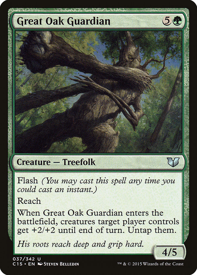 This Is An Image Of The Magic The Gathering Card Great Oak Guardian From The Set Commander 2019 - Designed By Artist Steven Belledin
