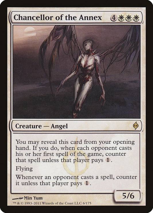 This Is An Image Of The Magic The Gathering Card Chancellor of the Annex From The Set New Phyrexia - Designed By Artist Min Yum