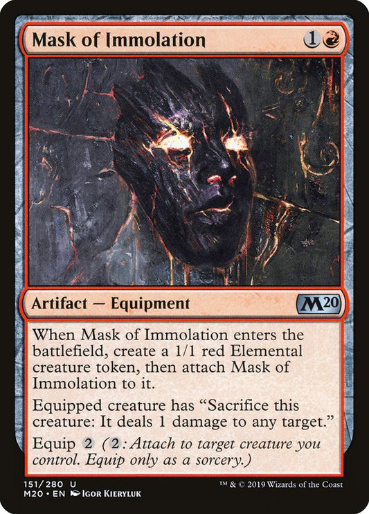 This Is An Image Of The Magic The Gathering Card Mask of Immolation From The Set Core Set 2020 - Designed By Artist Igor Kieryluk