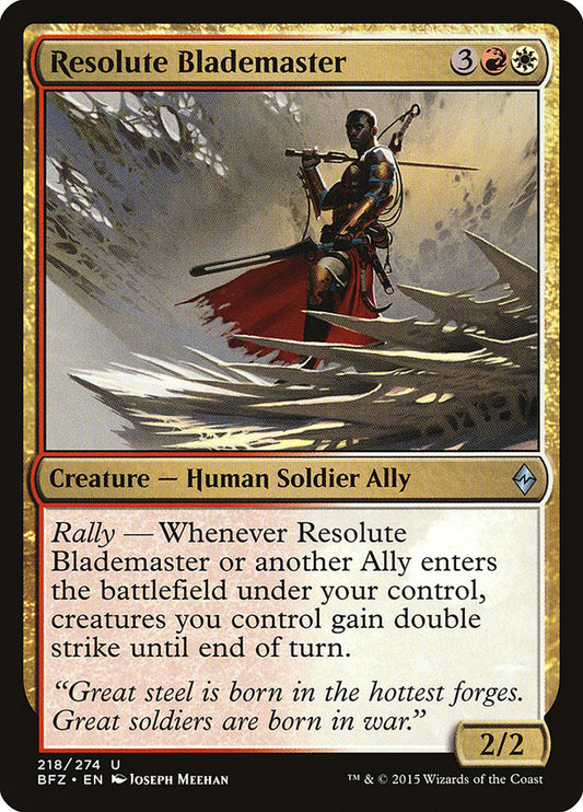 This Is An Image Of The Magic The Gathering Card Resolute Blademaster From The Set Battle for Zendikar - Designed By Artist Joseph Meehan