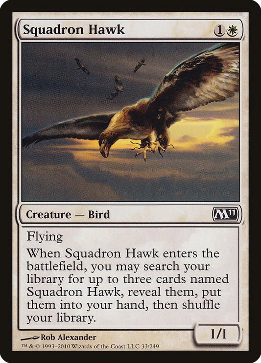 This Is An Image Of The Magic The Gathering Card Squadron Hawk From The Set Masters 25 - Designed By Artist Martina Pilcerova