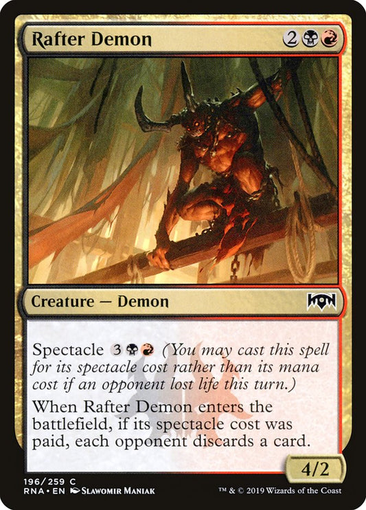 This Is An Image Of The Magic The Gathering Card Rafter Demon From The Set Ravnica Allegiance - Designed By Artist Slawomir Maniak