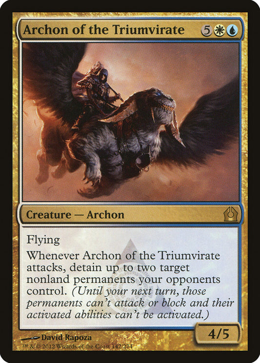 This Is An Image Of The Magic The Gathering Card Archon of the Triumvirate From The Set Return to Ravnica - Designed By Artist David Rapoza