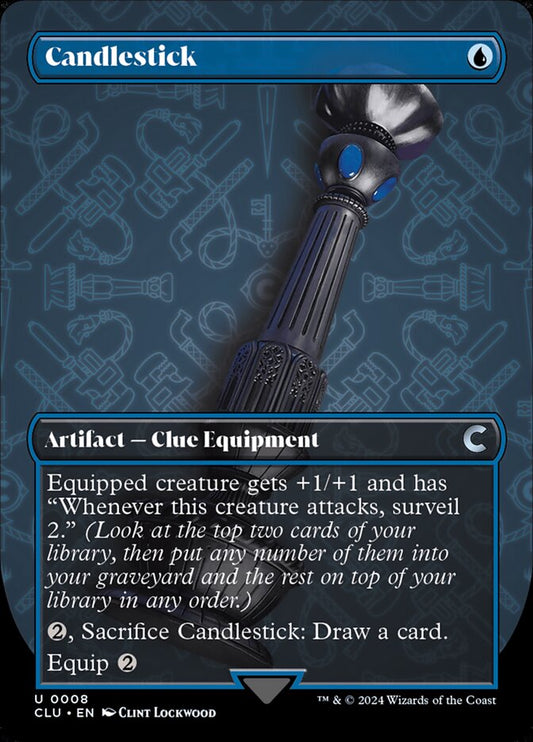 This Is An Image Of The Magic The Gathering Card Candlestick From The Set Murders at Karlov Manor - Designed By Artist Julia Metzger