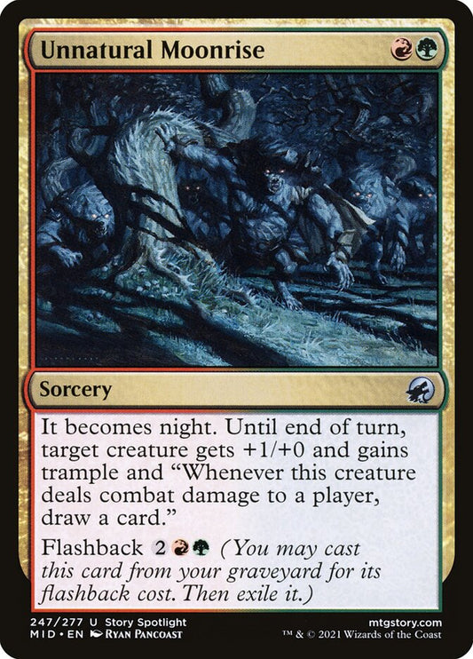 This Is An Image Of The Magic The Gathering Card Unnatural Moonrise From The Set Innistrad: Midnight Hunt - Designed By Artist Ryan Pancoast