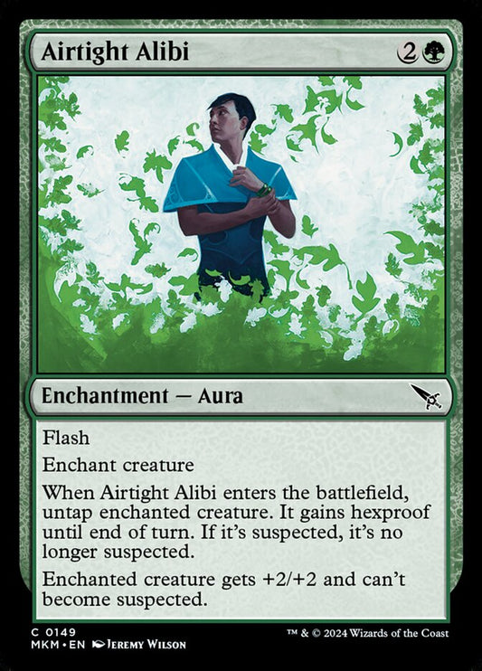 This Is An Image Of The Magic The Gathering Card Airtight Alibi From The Set Murders at Karlov Manor - Designed By Artist Jeremy Wilson