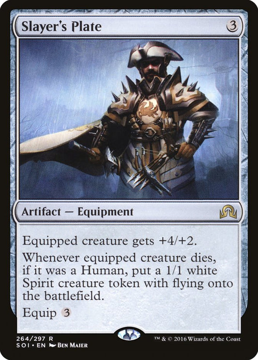 This Is An Image Of The Magic The Gathering Card Slayer's Plate From The Set Shadows over Innistrad - Designed By Artist Ben Maier
