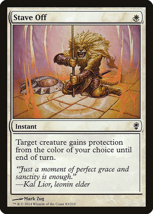 This Is An Image Of The Magic The Gathering Card Stave Off From The Set Duel Decks: Speed vs. Cunning - Designed By Artist Mark Zug