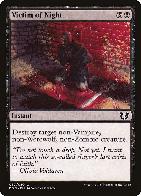 This Is An Image Of The Magic The Gathering Card Victim of Night From The Set Duel Decks: Blessed vs. Cursed - Designed By Artist Winona Nelson