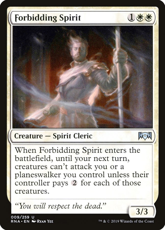 This Is An Image Of The Magic The Gathering Card Forbidding Spirit From The Set Ravnica Allegiance - Designed By Artist Ryan Yee