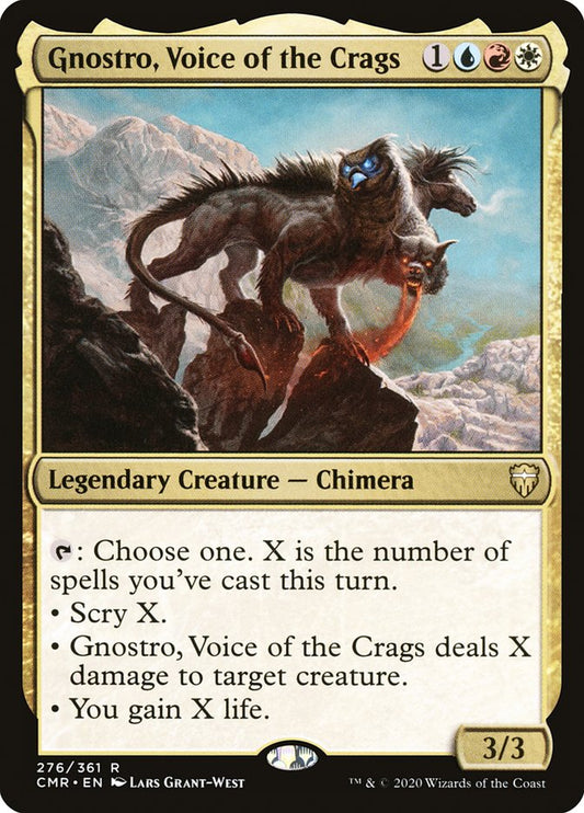 This Is An Image Of The Magic The Gathering Card Gnostro, Voice of the Crags From The Set Commander Legends - Designed By Artist Lars Grant-West
