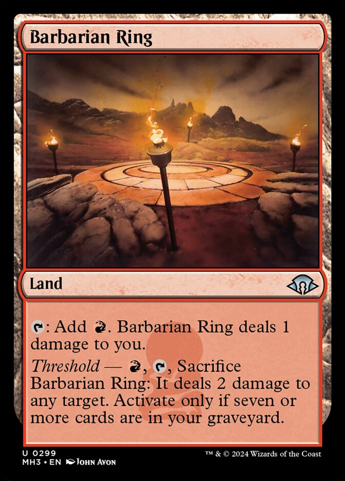 This Is An Image Of The Magic The Gathering Card Barbarian Ring From The Set Modern Horizons 3 - Designed By Artist John Avon