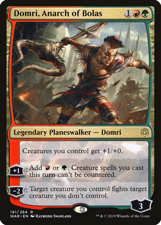 This Is An Image Of The Magic The Gathering Card Domri, Anarch of Bolas From The Set War of the Spark - Designed By Artist Raymond Swanland