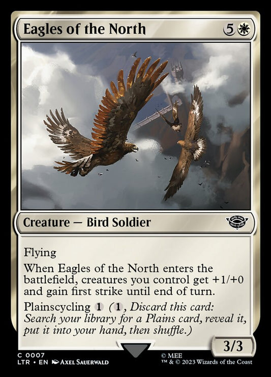 This Is An Image Of The Magic The Gathering Card Eagles of the North From The Set The Lord of the Rings: Tales of Middle-earth - Designed By Artist Axel Sauerwald