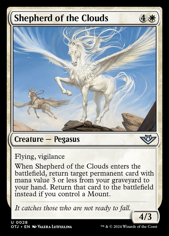 This Is An Image Of The Magic The Gathering Card Shepherd of the Clouds From The Set Outlaws of Thunder Junction - Designed By Artist Valera Lutfullina