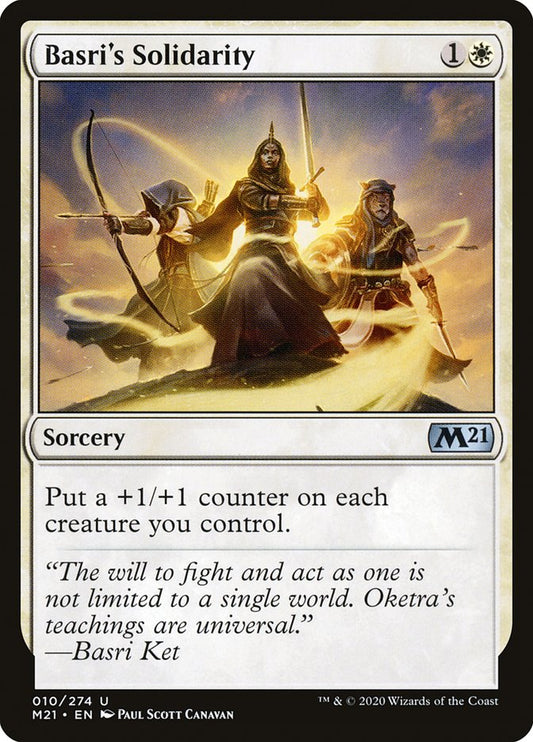 This Is An Image Of The Magic The Gathering Card Basri's Solidarity From The Set Core Set 2021 - Designed By Artist Paul Scott Canavan