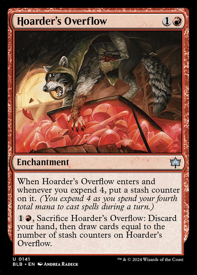 This Is An Image Of The Magic The Gathering Card Hoarder's Overflow From The Set Bloomburrow - Designed By Artist Andrea Radeck