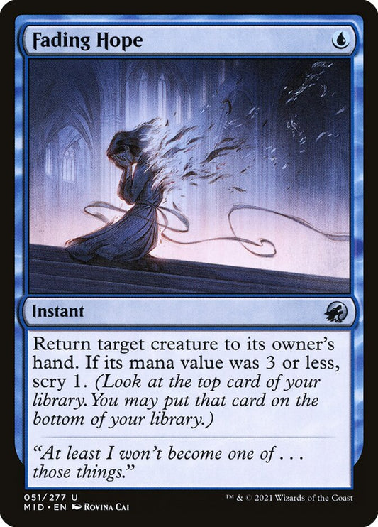 This Is An Image Of The Magic The Gathering Card Fading Hope From The Set Innistrad: Midnight Hunt - Designed By Artist Rovina Cai