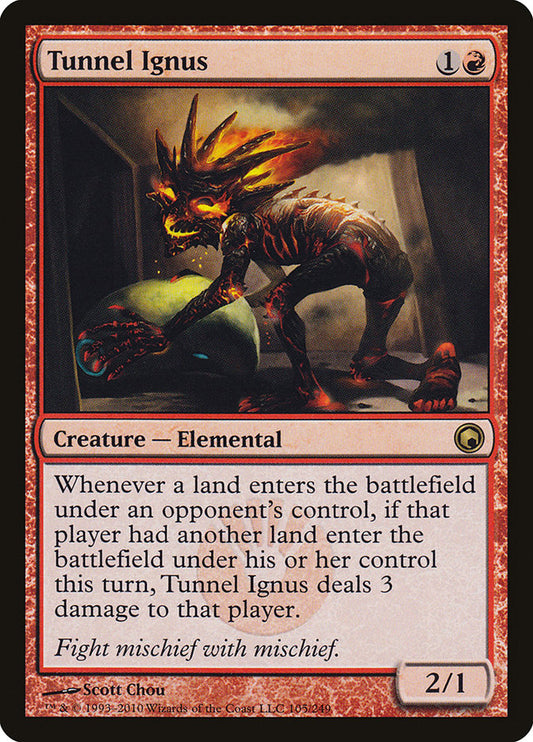 This Is An Image Of The Magic The Gathering Card Tunnel Ignus From The Set Scars of Mirrodin - Designed By Artist Scott Chou