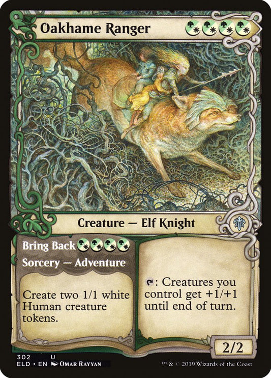 This Is An Image Of The Magic The Gathering Card Oakhame Ranger // Bring Back From The Set Throne of Eldraine - Designed By Artist Mitchell Malloy & Maddie Julyk