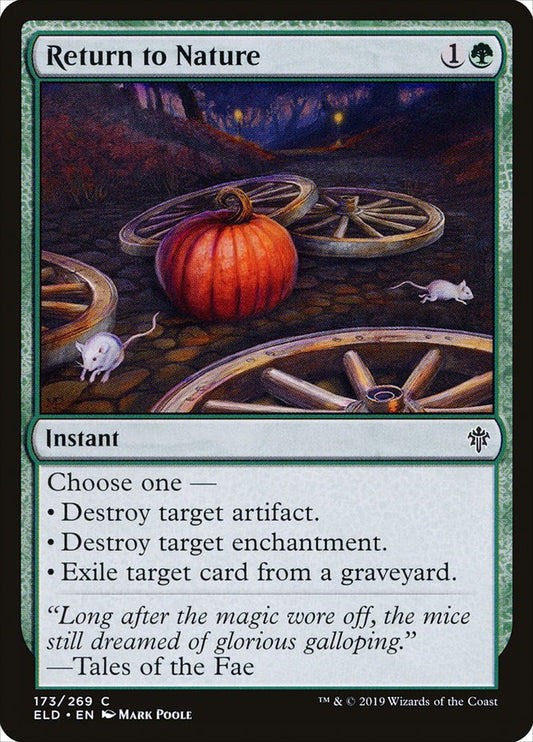 This Is An Image Of The Magic The Gathering Card Return to Nature From The Set March of the Machine Commander - Designed By Artist Mark Poole