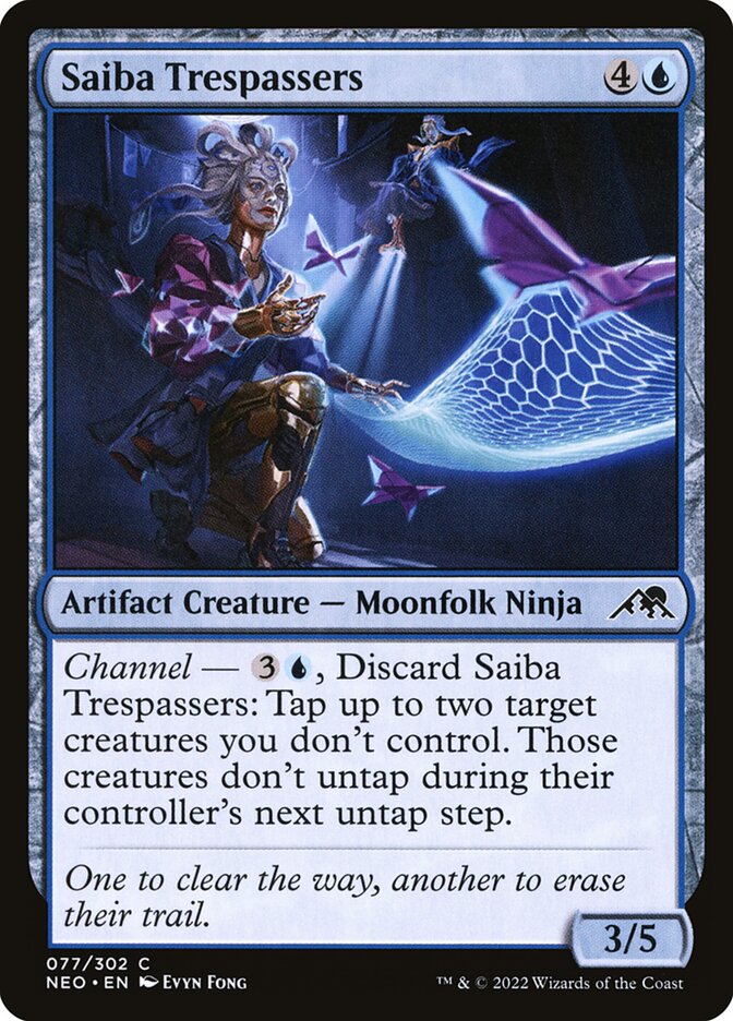 This Is An Image Of The Magic The Gathering Card Saiba Trespassers From The Set Kamigawa: Neon Dynasty - Designed By Artist Evyn Fong
