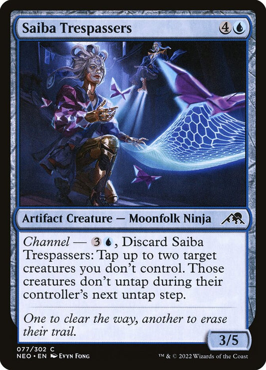 This Is An Image Of The Magic The Gathering Card Saiba Trespassers From The Set Kamigawa: Neon Dynasty - Designed By Artist Evyn Fong