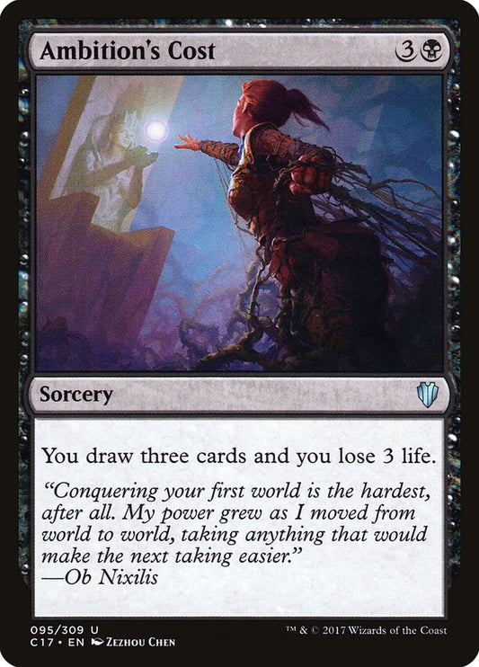 This Is An Image Of The Magic The Gathering Card Ambition's Cost From The Set March of the Machine Commander - Designed By Artist Zezhou Chen