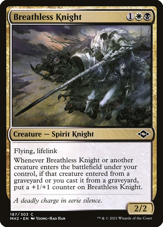 This Is An Image Of The Magic The Gathering Card Breathless Knight From The Set Modern Horizons 2 - Designed By Artist Yeong-Hao Han