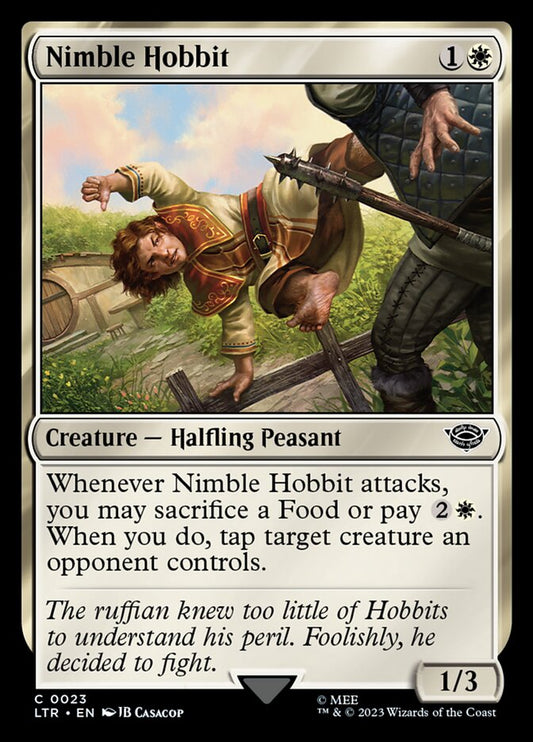 This Is An Image Of The Magic The Gathering Card Nimble Hobbit From The Set The Lord of the Rings: Tales of Middle-earth - Designed By Artist JB Casacop