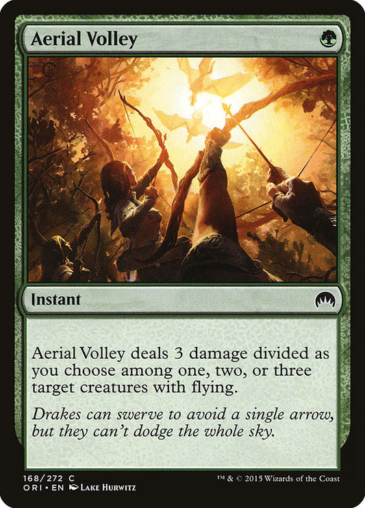 This Is An Image Of The Magic The Gathering Card Aerial Volley From The Set Magic Origins - Designed By Artist Lake Hurwitz