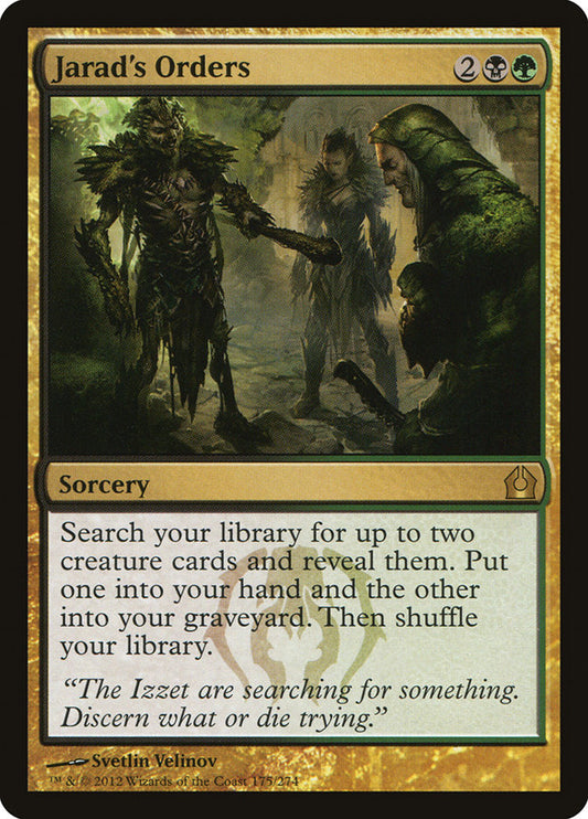 This Is An Image Of The Magic The Gathering Card Jarad's Orders From The Set Return to Ravnica - Designed By Artist Svetlin Velinov