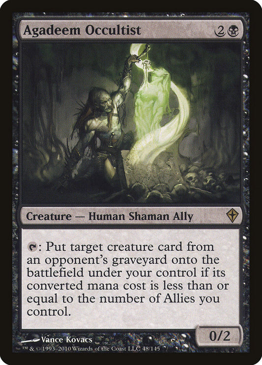 This Is An Image Of The Magic The Gathering Card Agadeem Occultist From The Set Worldwake - Designed By Artist Vance Kovacs