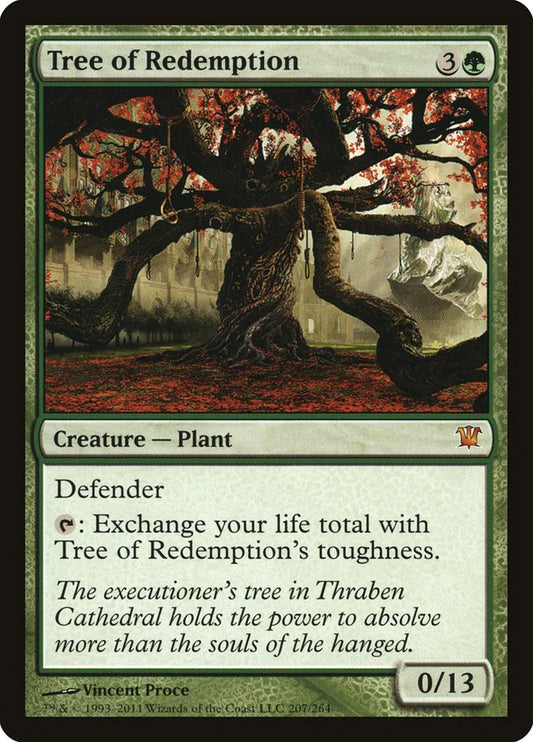 This Is An Image Of The Magic The Gathering Card Tree of Redemption From The Set Tarkir: Dragonstorm Commander - Designed By Artist Chris Rahn