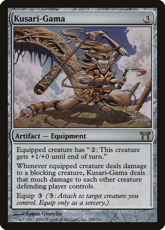 This Is An Image Of The Magic The Gathering Card Kusari-Gama From The Set Champions of Kamigawa - Designed By Artist Tomas Giorello