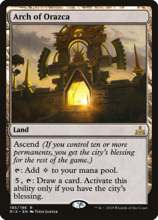 This Is An Image Of The Magic The Gathering Card Arch of Orazca From The Set The Lost Caverns of Ixalan Commander - Designed By Artist Titus Lunter