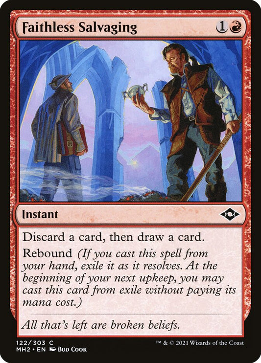 This Is An Image Of The Magic The Gathering Card Faithless Salvaging From The Set Modern Horizons 2 - Designed By Artist Bud Cook