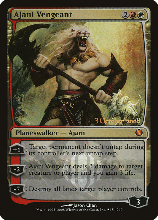 This Is An Image Of The Magic The Gathering Card Ajani Vengeant From The Set Duel Decks: Ajani vs. Nicol Bolas - Designed By Artist Izzy