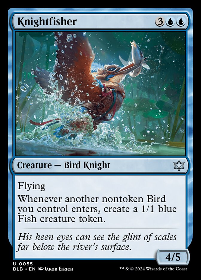 This Is An Image Of The Magic The Gathering Card Knightfisher From The Set Bloomburrow - Designed By Artist Jakob Eirich