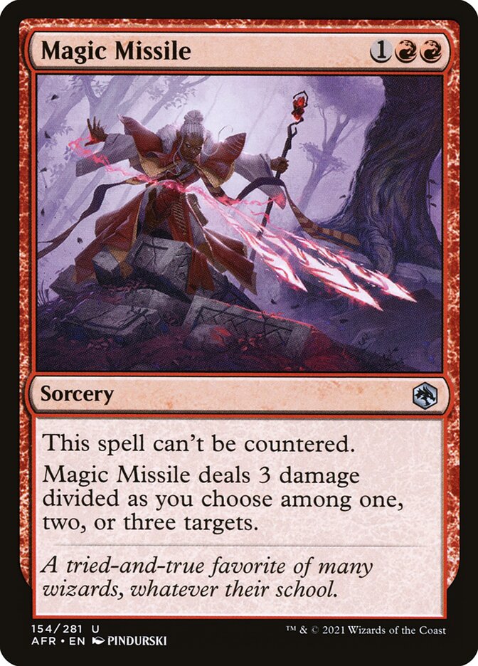 This Is An Image Of The Magic The Gathering Card Magic Missile From The Set Adventures in the Forgotten Realms - Designed By Artist PINDURSKI