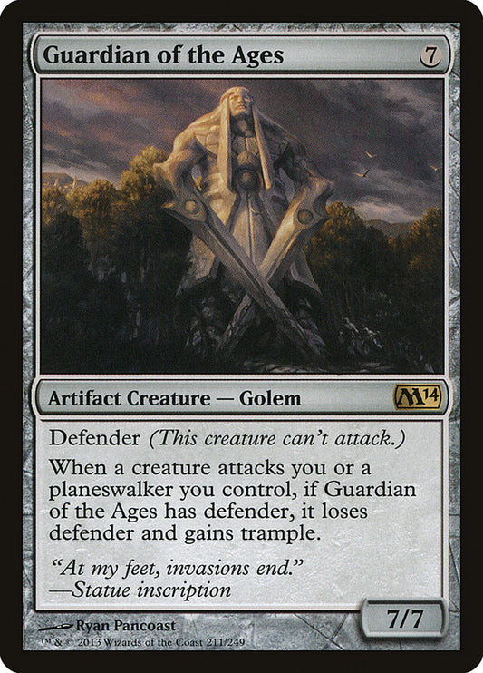 This Is An Image Of The Magic The Gathering Card Guardian of the Ages From The Set Magic 2014 - Designed By Artist Ryan Pancoast